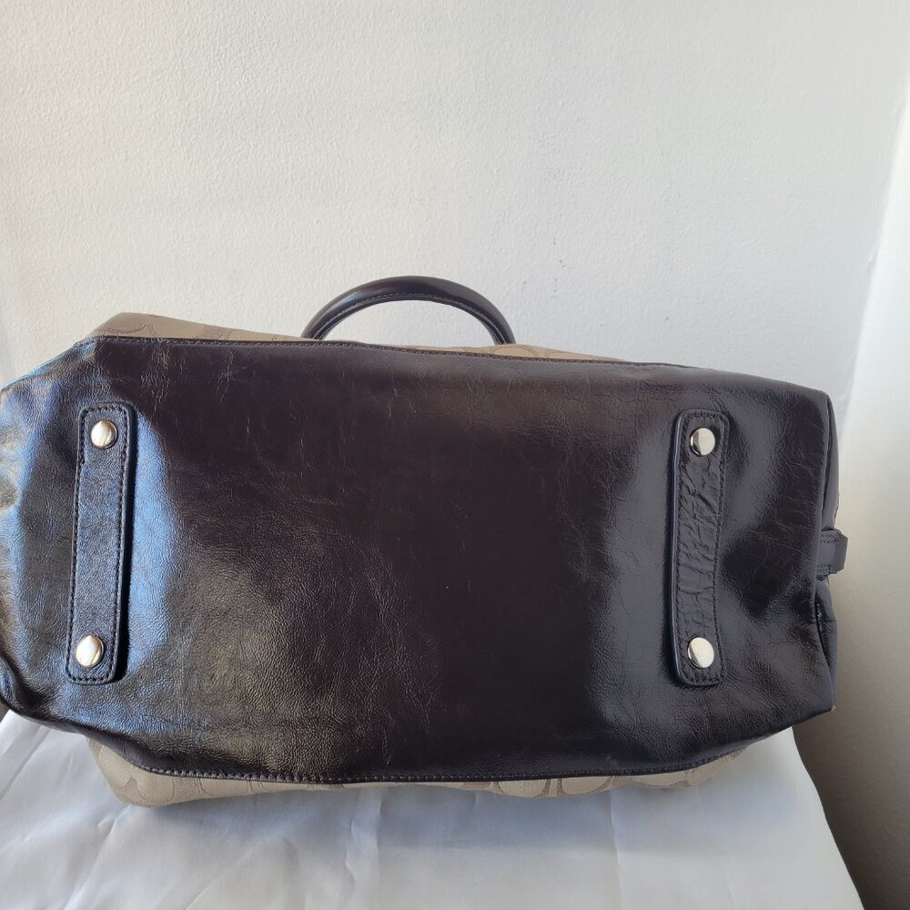 Coach Ashley Signature Sateen Brown/Khaki Satchel Handbag - Picture 10 of 16